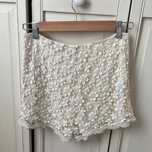 NAF NAF Cream Crochet Lace Shorts